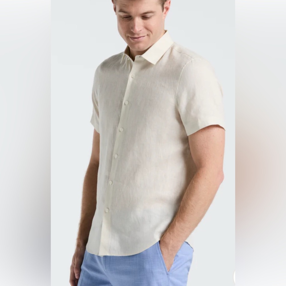 Perry Ellis Blue Linen Casual‎ Shirt